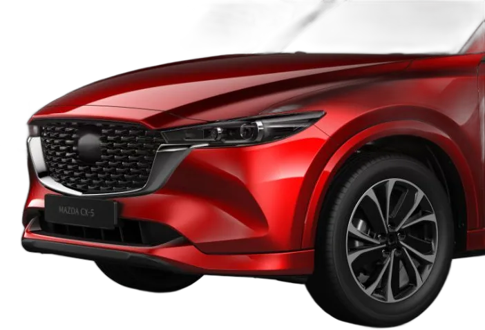 Red SUV front with a clear windscreen